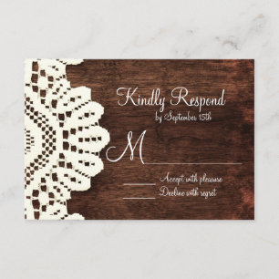Cartes RSVP de mariage en dentelle rustique