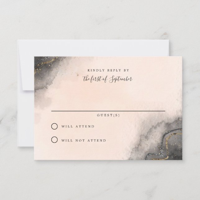 Cartes RSVP de mariage en encre foncée (Devant)
