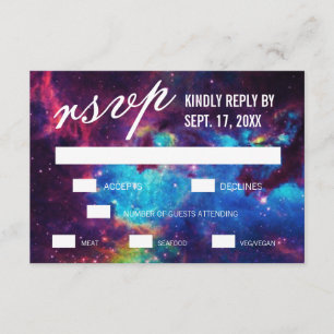 Cartes RSVP de mariage en galaxie colorée