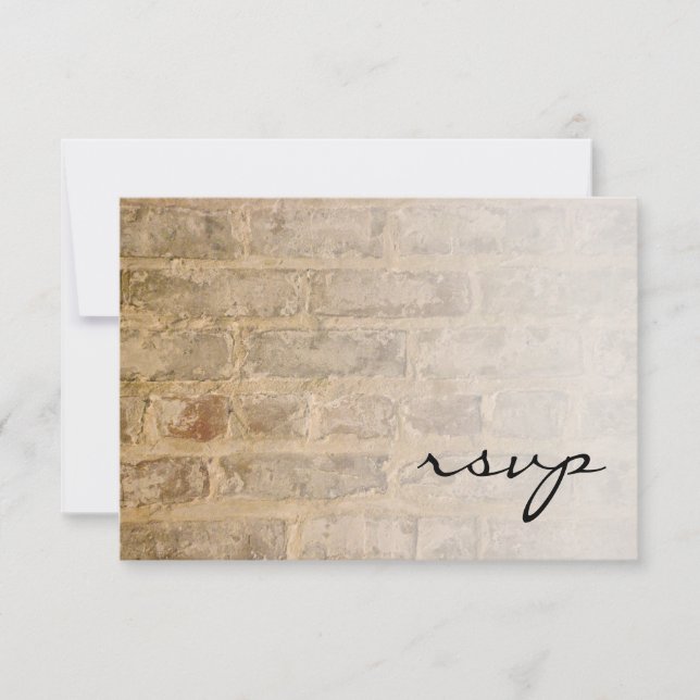 Cartes RSVP de mariage Fade de briques chic indust (Devant)