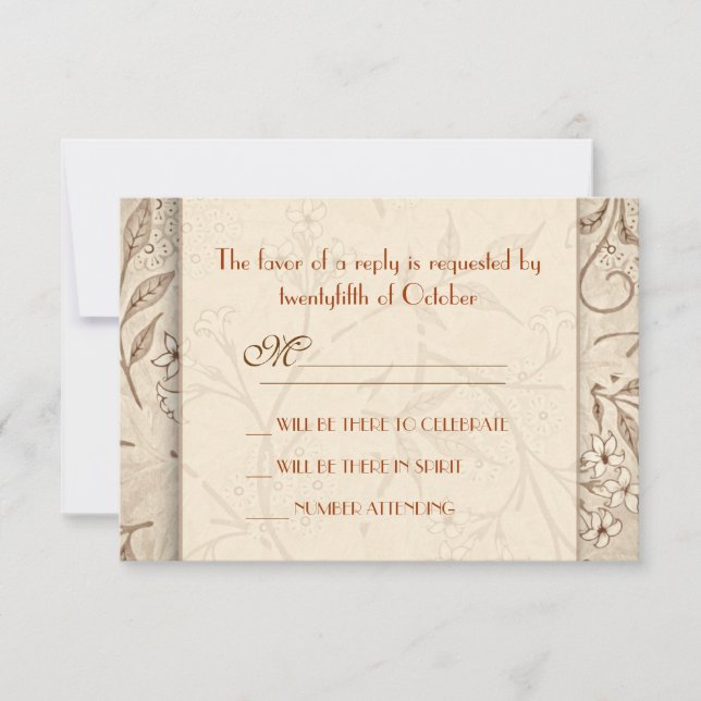 Cartes RSVP de mariage floral classique (Devant)