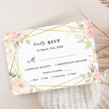 Cartes RSVP de mariage florales géométriques en ro