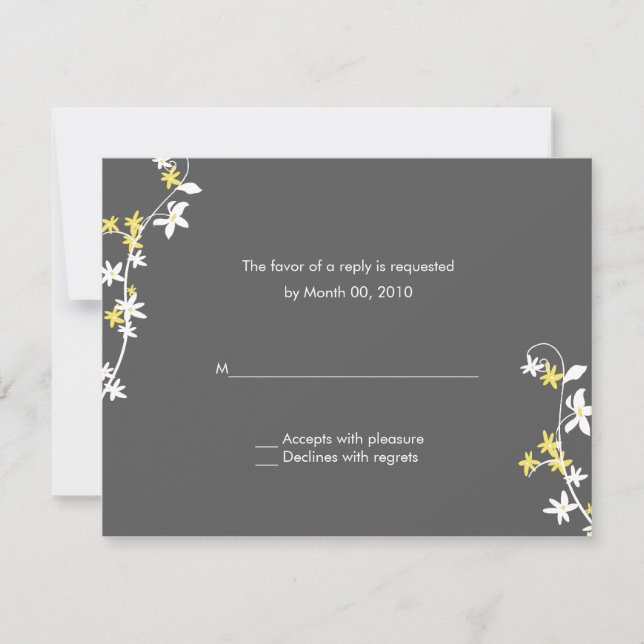 Cartes RSVP de mariage gris et jaune (Devant)