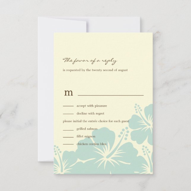 Cartes RSVP de Mariage Hibiscus (Bleu) (Devant)
