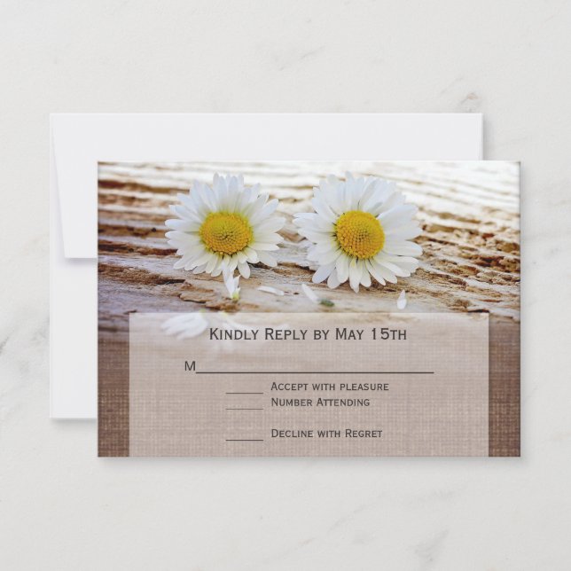 Cartes RSVP de mariage imprimé Burlap (Devant)
