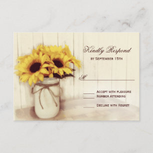 Cartes RSVP de mariage Mason Tournesols Rustiques