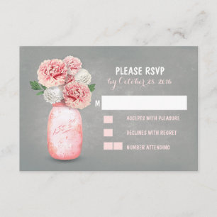 Cartes RSVP de mariage mignonées en pot de mason