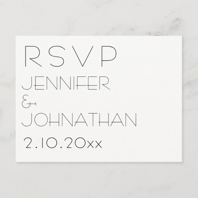 Cartes rsvp de mariage modernes simples (Devant)
