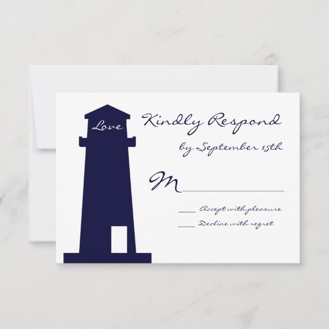 Cartes RSVP de mariage Nautical Lighthouse Beach (Devant)