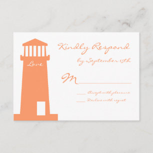 Cartes RSVP de mariage Nautical Lighthouse Beach
