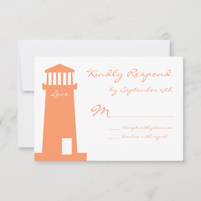 Cartes RSVP de mariage Nautical Lighthouse Beach (Devant)