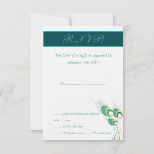 Cartes RSVP de Mariage Peacock Turquoise