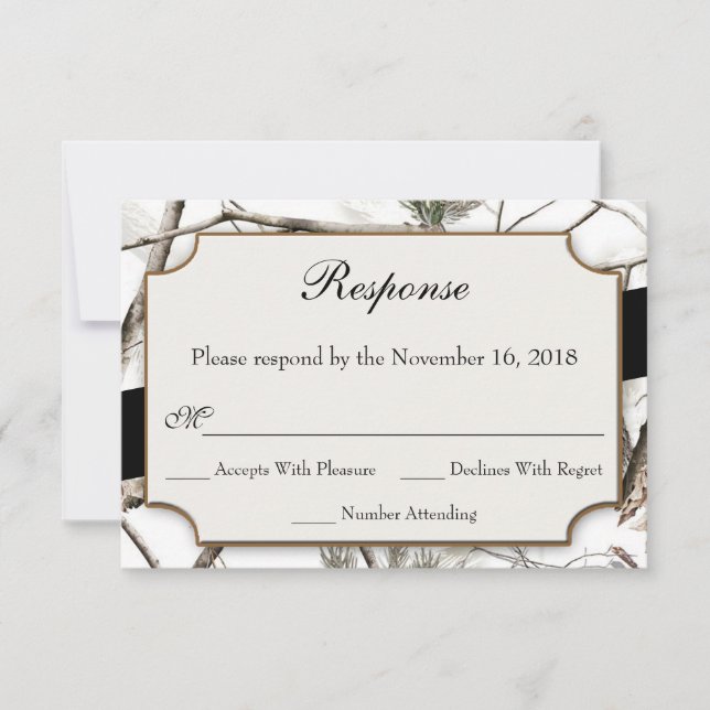 Cartes RSVP de mariage pour camouflage d'hiver (Devant)