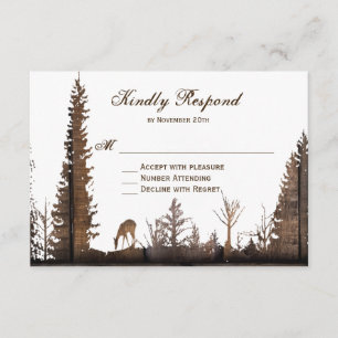 Cartes RSVP de mariage pour cerfs de bois rustique