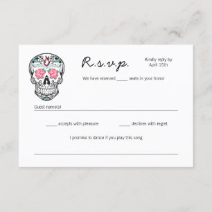 Cartes RSVP de mariage pour danser le crâne sucre