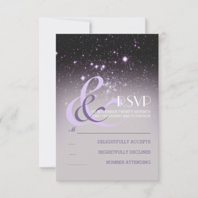 Cartes RSVP de mariage pour étoiles de nuit (Devant)