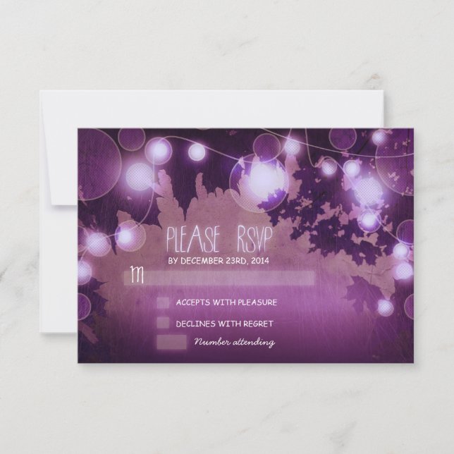 cartes RSVP de mariage pour lanternes de nuit viol (Devant)