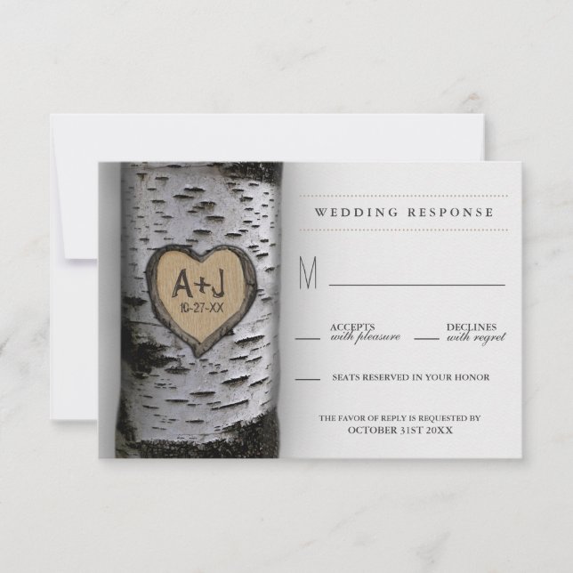 Cartes RSVP de mariage pour l'arbre des oiseaux sc (Devant)