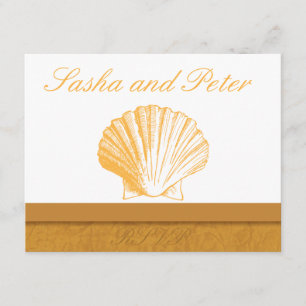 Cartes RSVP de mariage pour plage de sable doré