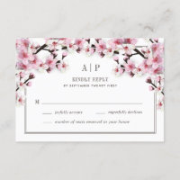 Cartes RSVP de mariage rose cerise en fleurs