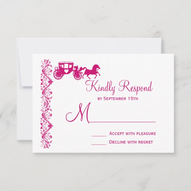 Cartes RSVP de mariage rose chaud pour cheval et t (Devant)
