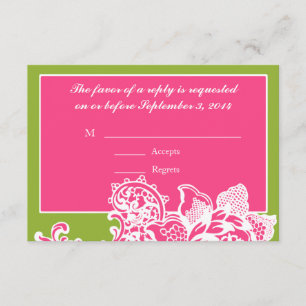 Cartes RSVP de mariage rose et vert floral
