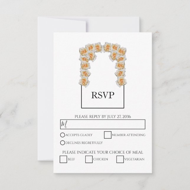 Cartes RSVP de mariage Rose orange rustique (Devant)