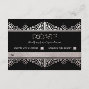 Cartes RSVP de Mariage Royal Art Déco - Argent