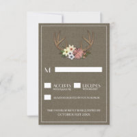 Cartes RSVP de Mariage RSVP de Cerf de Burlap Rust