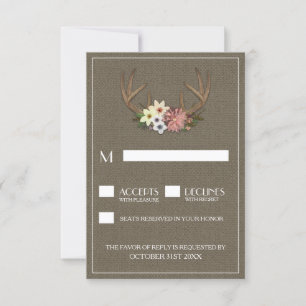Cartes RSVP de Mariage RSVP de Cerf de Burlap Rust