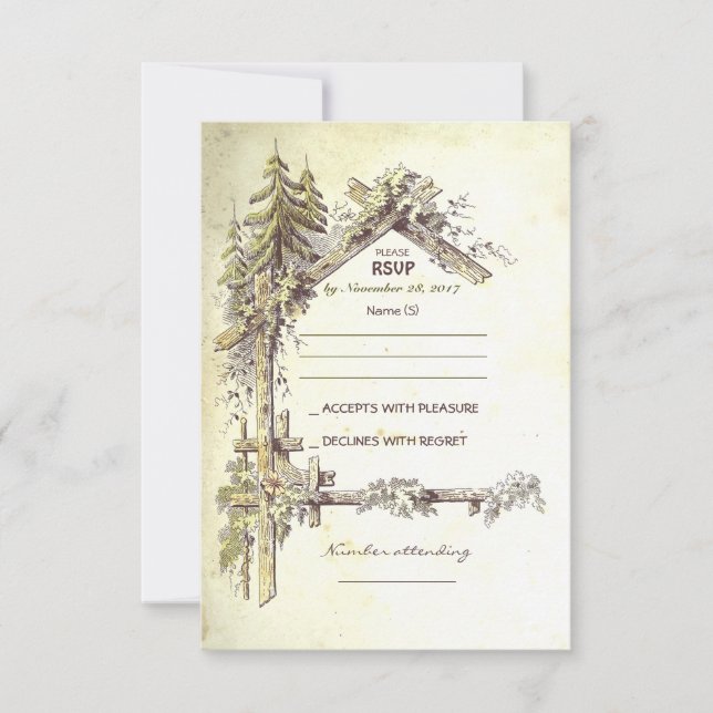 Cartes RSVP de mariage rustique (Devant)