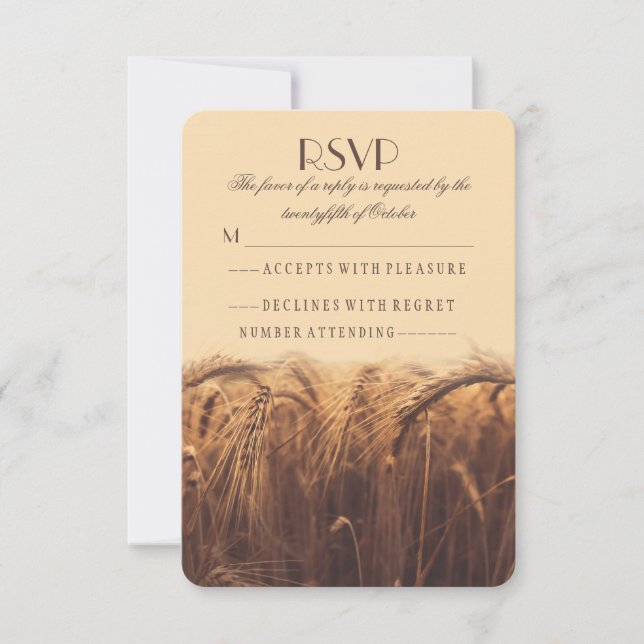 Cartes RSVP de mariage rustique de blé de pays (Devant)