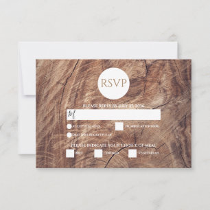 Cartes RSVP de mariage rustique en bois