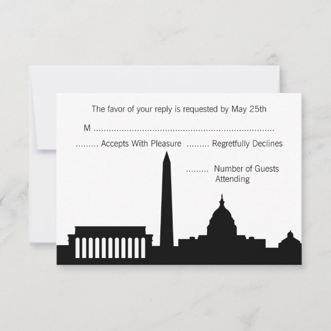 Cartes RSVP de mariage Skyline DC (Devant)