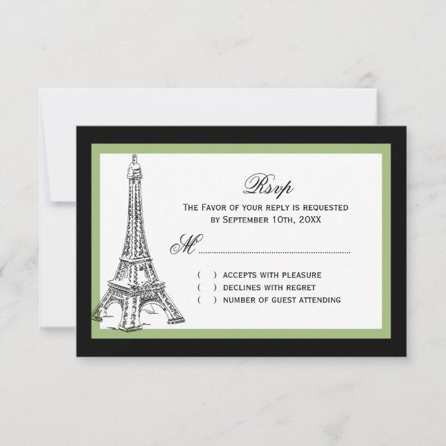 Cartes RSVP de mariage Tour Eiffel (Devant)