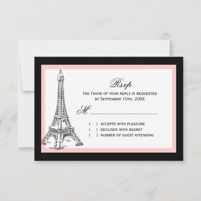 Cartes RSVP de mariage Tour Eiffel (Devant)