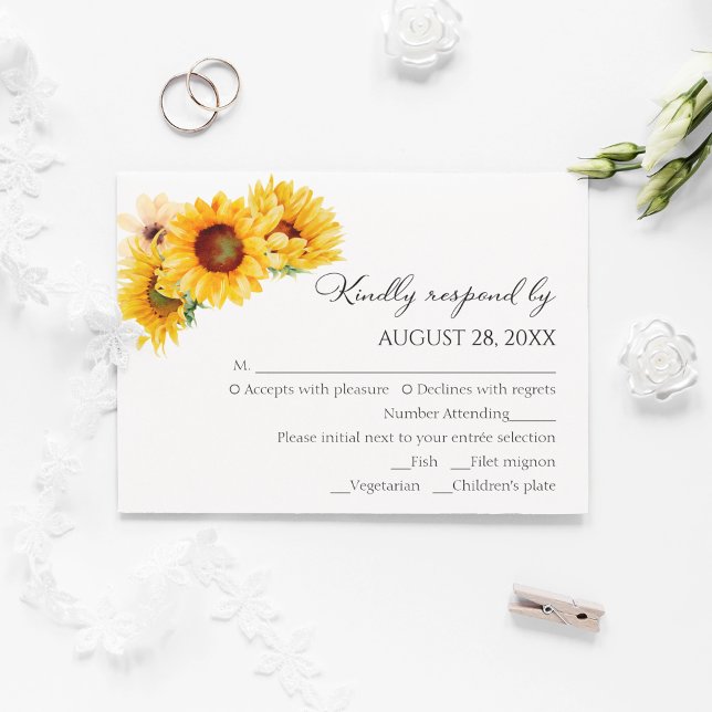 Cartes rsvp de mariage | Tournesol Automne automne (Créateur téléchargé)