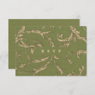 Cartes RSVP de mariage Vintage beige vert