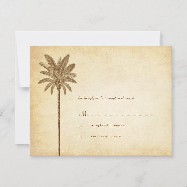 Cartes RSVP de mariage vintage Palm Tree (Devant)