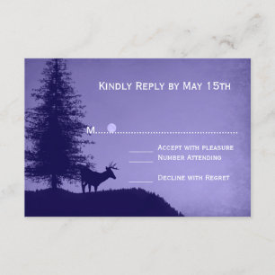 Cartes RSVP de mariage violet de pin de cerf rusti
