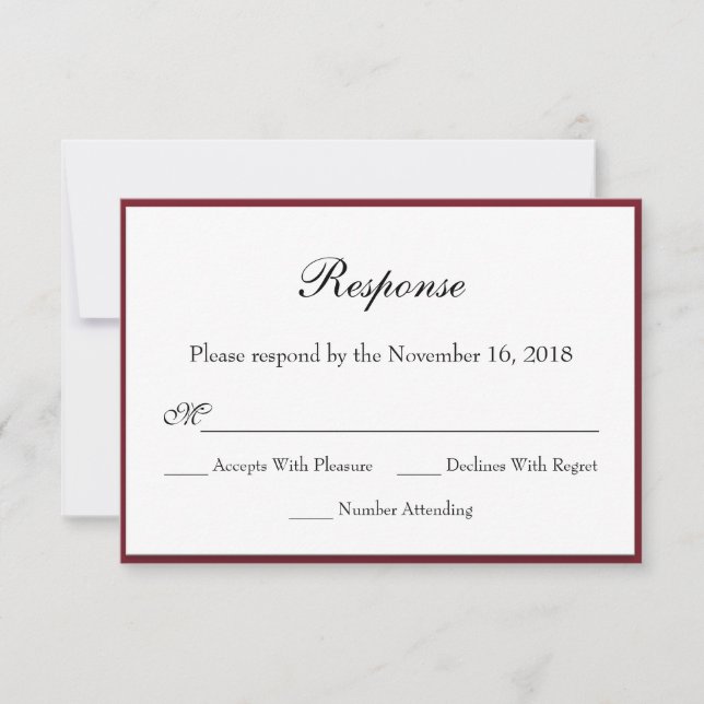 Cartes RSVP de réponse rouge profonde pour les Mar (Devant)