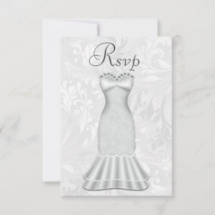 Cartes RSVP de robe de mariée élégante