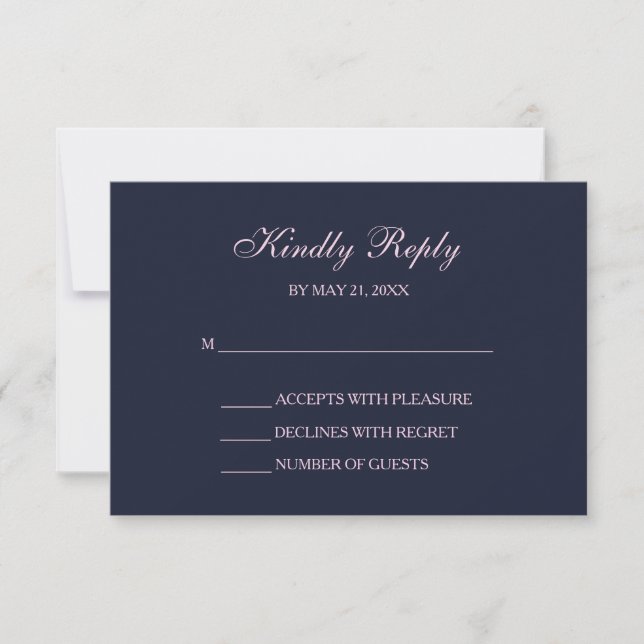 Cartes RSVP de Script bleu et rose vif de la marin (Devant)