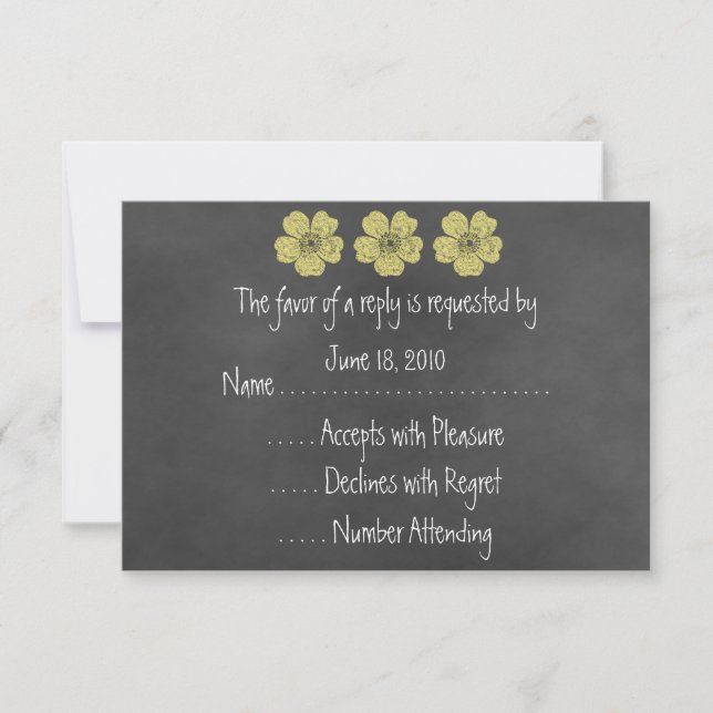 Cartes RSVP de tableau de bord de roses jaunes sau (Devant)