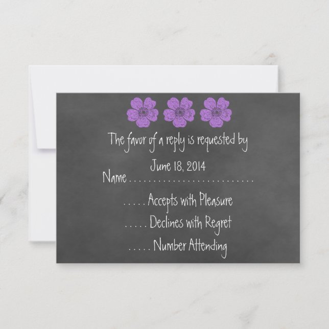 Cartes RSVP de tableau rouge violet sauvage Rose (Devant)
