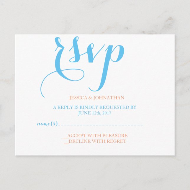 Cartes RSVP de typographie colorée (Devant)