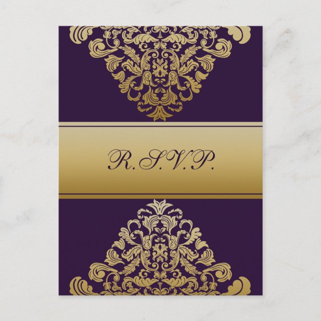 Cartes RSVP d'élégance or violet (Devant)