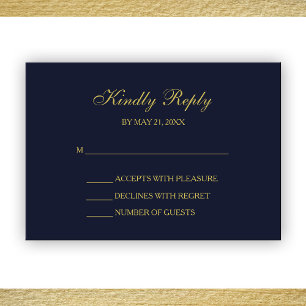 Cartes RSVP Elegant Navy & Gold Script