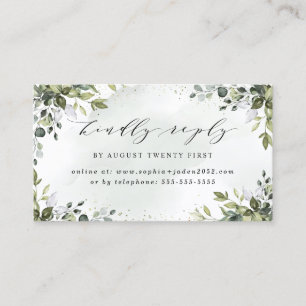 Cartes RSVP en ligne Dusty Blue Greenery Mariage