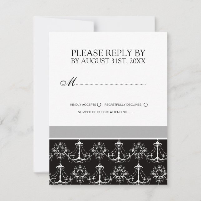 Cartes RSVP en noir et blanc (Devant)